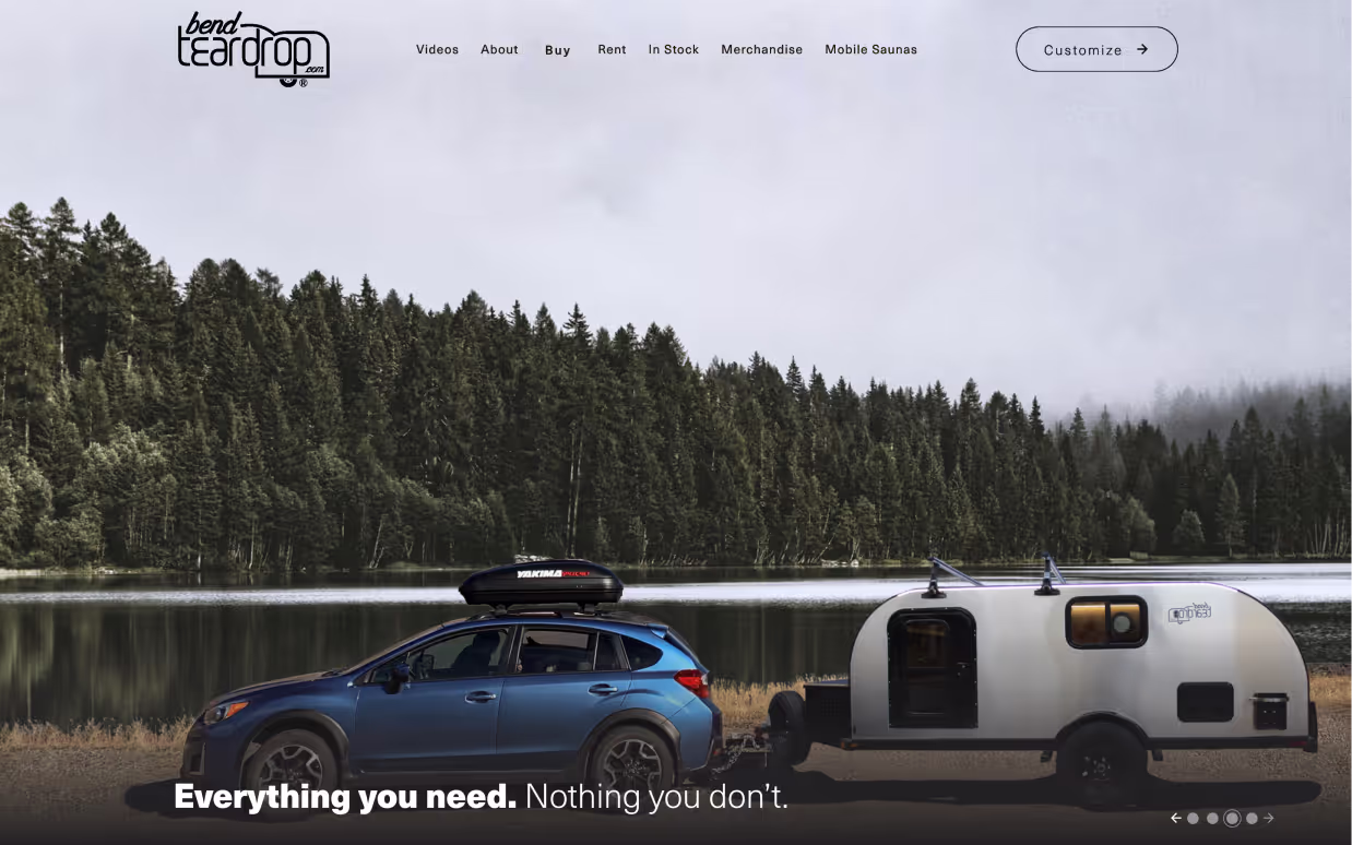 Bend Teardrop website screenshot